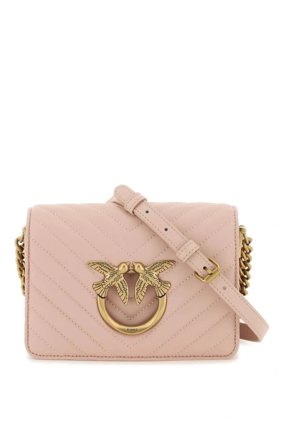 Pinko Love Click Mini Chevron Bag In Cipria Antique Gold (pink)