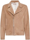 Brunello Cucinelli Suede Biker Jacket In Brown
