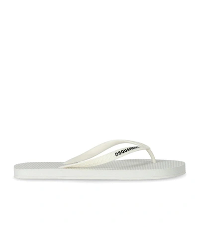 DSQUARED2 DSQUARED2  WHITE FLIP FLOPS WITH LOGO