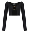 Elisabetta Franchi Black Cropped Cardigan With Logo Detail In Black