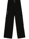 Gcds Logo Patch Wide-leg Cargo Pants In Black