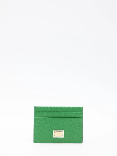 Dolce & Gabbana Leather Cardholder In Green