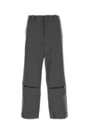Oamc Dark Grey Wool/cotton Trousers With Zip Detail In Gray