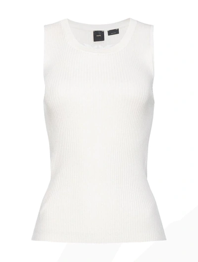 Pinko Love Birds-detailed Knitted Top In Bianco-biancaneve