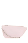 BURBERRY BURBERRY WOMAN PASTEL PINK LEATHER MICRO SHIELD SHOULDER BAG