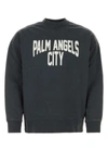 PALM ANGELS PALM ANGELS MAN GRAPHITE COTTON OVERSIZE SWEATSHIRT