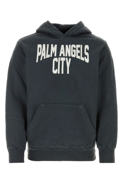 Palm Angels Man Graphite Cotton Sweatshirt In Gray