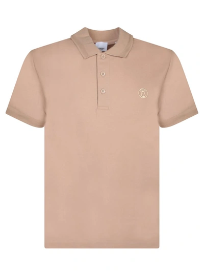 Burberry Eddie Tb Beige Polo Shirt In Brown
