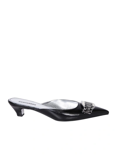 Dsquared2 35mm Logo-plaque Leather Mules In Black