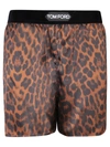 Tom Ford Velvet-trimmed Leopard-print Silk-blend Satin Shorts In Multi