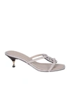 Tory Burch Pave Geo Bombe Miller Low Heel Sandal Shoes In Grey