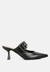 London Rag Shein Star Slim Block Heel Mules In Black