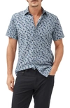 Rodd & Gunn Willowbank Leaf Print Short Sleeve Button-up Shirt In Deep Ocean