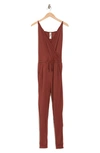 Go Couture Sleeveless Drawstring Waist Jumpsuit In Rhubarb