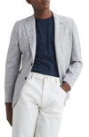 Reiss Soft Blue Slim Fit Single Breasted Blazer With Cotton In Grey