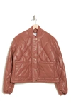 VIGOSS VIGOSS FAUX LEATHER QUILTED CROP JACKET