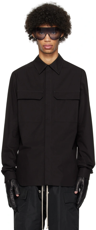 Rick Owens Long Sleeved Work Shirt In Black