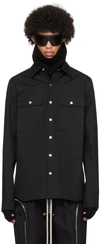 RICK OWENS BLACK PRESS-STUD SHIRT