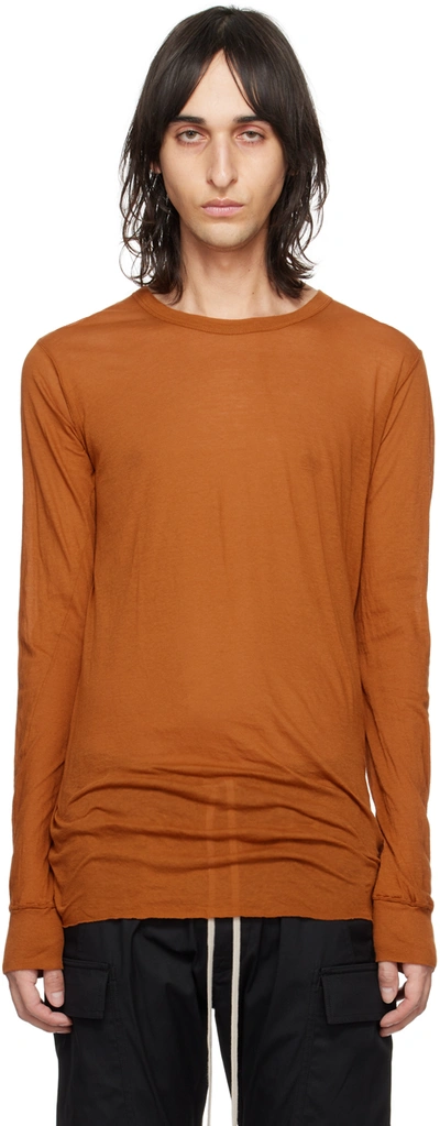 Rick Owens Orange Basic Long Sleeve T-shirt In 53 Clay