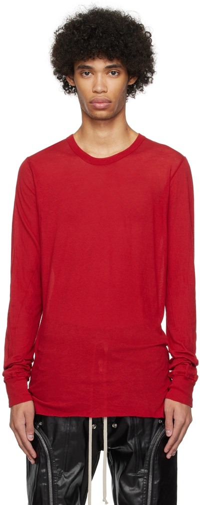 Rick Owens Red Basic Long Sleeve T-shirt In 03 Cardinal Red