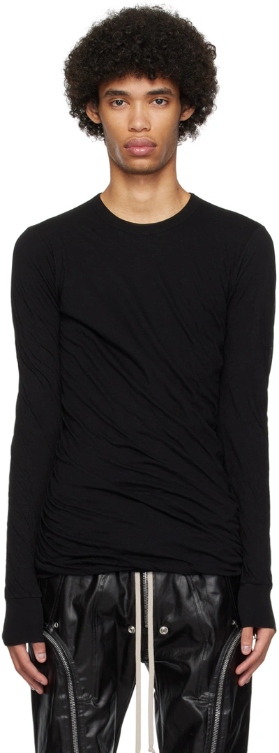 Rick Owens Black Double Long Sleeve T-shirt In 09 Black
