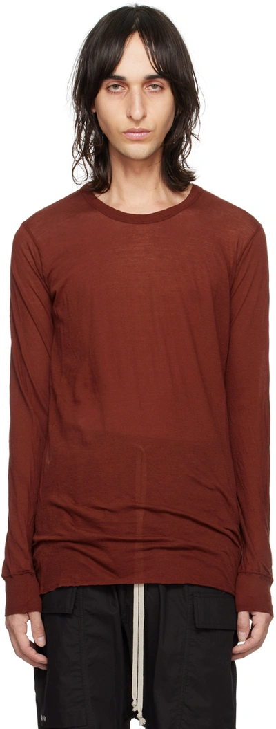 Rick Owens Burgundy Basic Long Sleeve T-shirt In 73 Henna