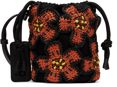 Kenzo Black  Paris Boke Flower Crochet Bag In Medium Red