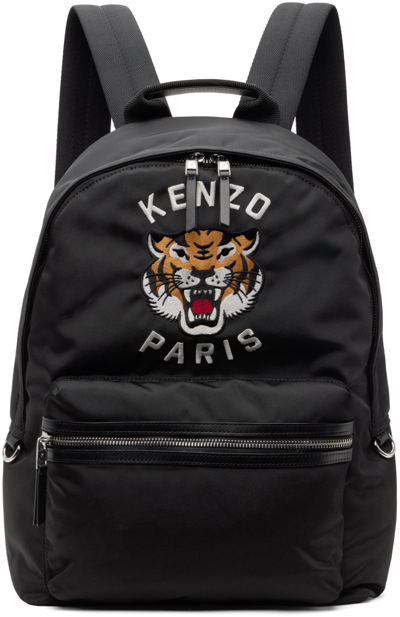 Kenzo Black  Paris Varsity Tiger Backpack