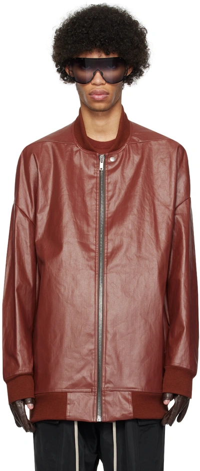 Rick Owens Brown Coated Denim Bomber Jacket In 73 Henna