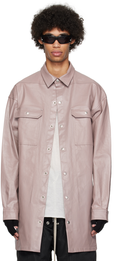 Rick Owens Pink Dropped Shoulder Denim Shirt In 63 Dusty Pink