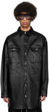 RICK OWENS BLACK DROPPED SHOULDER DENIM SHIRT