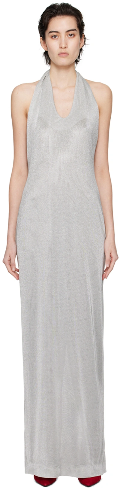 Tove Halterneck Malaika Maxi Dress In Silver