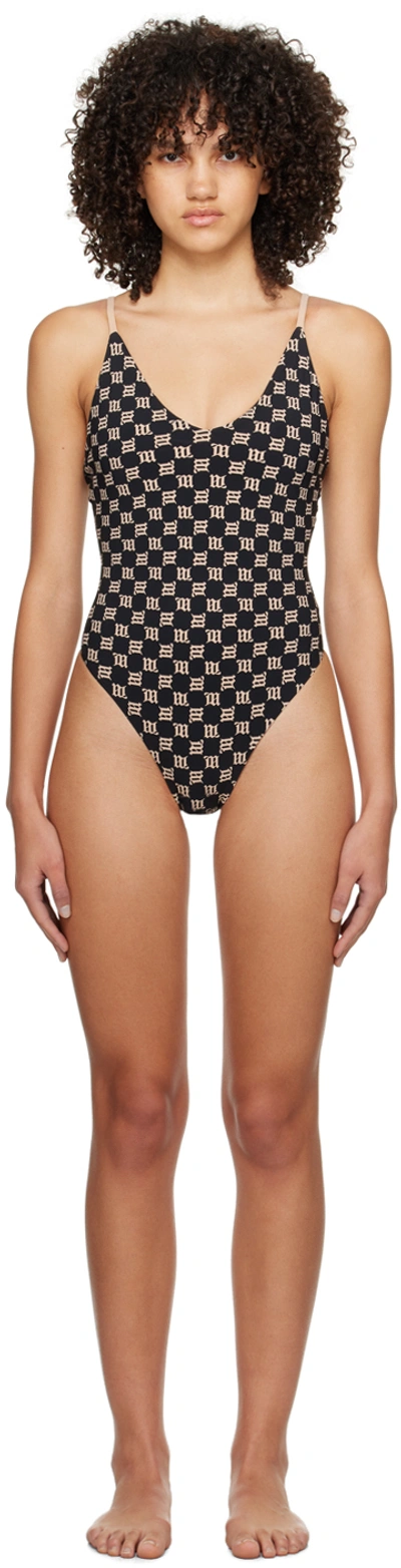 Misbhv Black Monogram Swimsuit In Brown