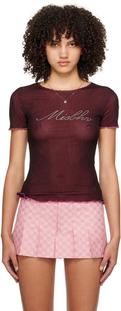 Misbhv Burgundy Crystal-cut T-shirt In Brown/pink