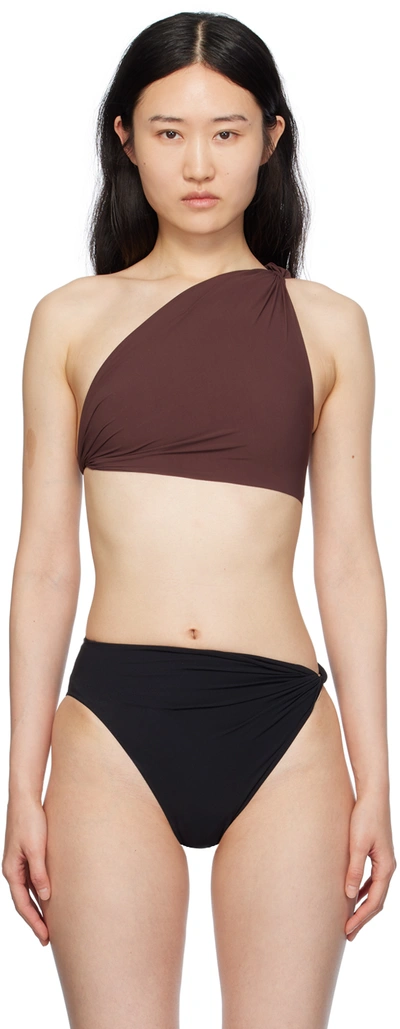 Rick Owens Athena One-shoulder Cropped Top In Brown