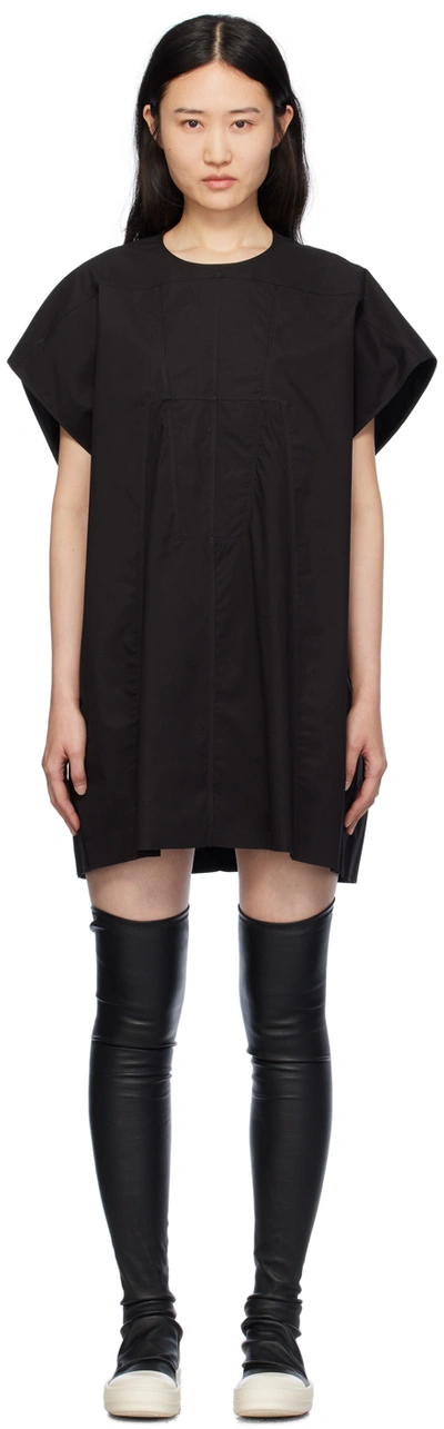 Rick Owens Tommy Gathered Draped Cotton-jersey Mini Dress In Black