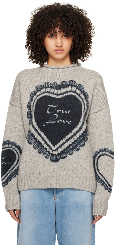 Acne Studios Gray Printed Sweater In Aab Light Grey
