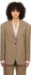 Acne Studios Jemily Checked Linen-blend Jacket In Bph Multi Brown