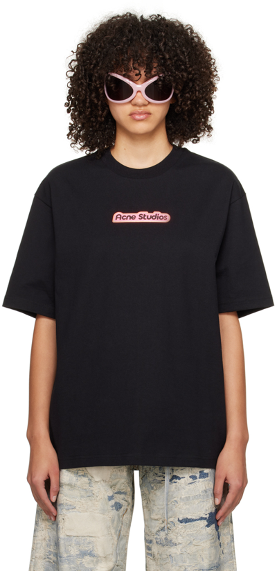 Acne Studios Black Bonded T-shirt In 900 Black