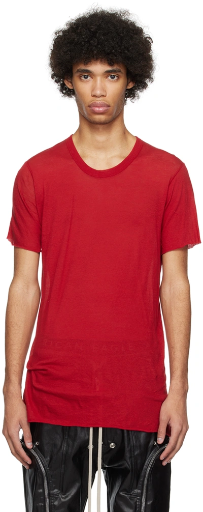 Rick Owens Red Basic T-shirt In 03 Cardinal Red