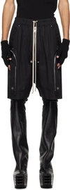 Rick Owens Bermuda Shorts With Elastic Waistband And Zipper Accents In 09 Black