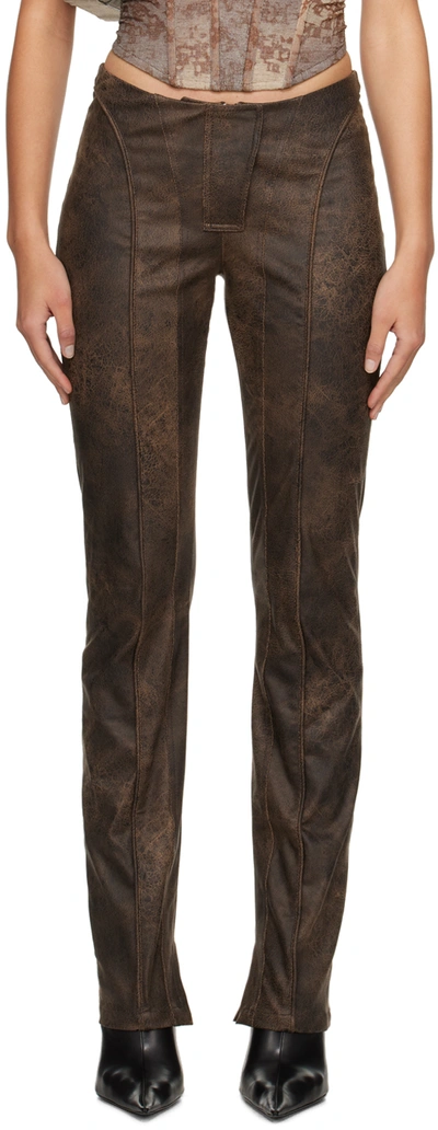 Misbhv Brown Harley Faux-leather Trousers
