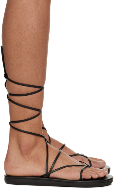 Ancient Greek Sandals Black String Sandals