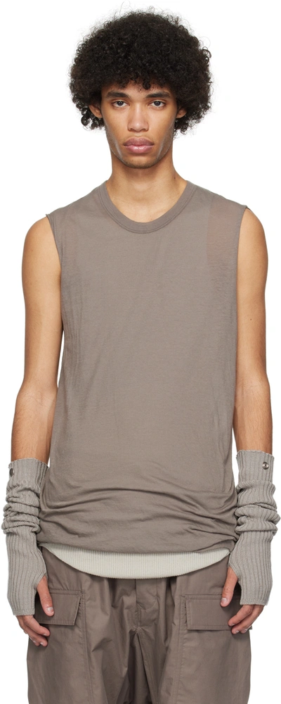 Rick Owens Basic Rib Tank Top In Beige