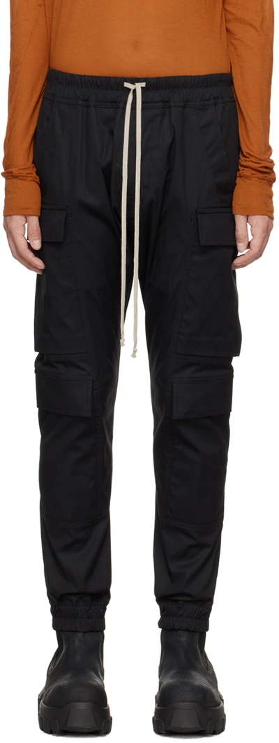 Rick Owens Black Mastodon Mega Cargo Pants In 09 Black