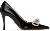 Mach&mach Black Double Bow Patent Leather 95 Heels In Black