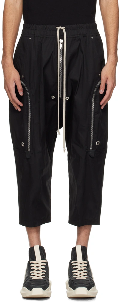 Rick Owens Bauhaus Cotton Cargo Sweatpants In 09 Black