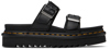 DR. MARTENS' BLACK MYLES LEATHER BUCKLE SLIDE SANDALS