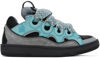 LANVIN BLUE & GRAY LEATHER CURB SNEAKERS