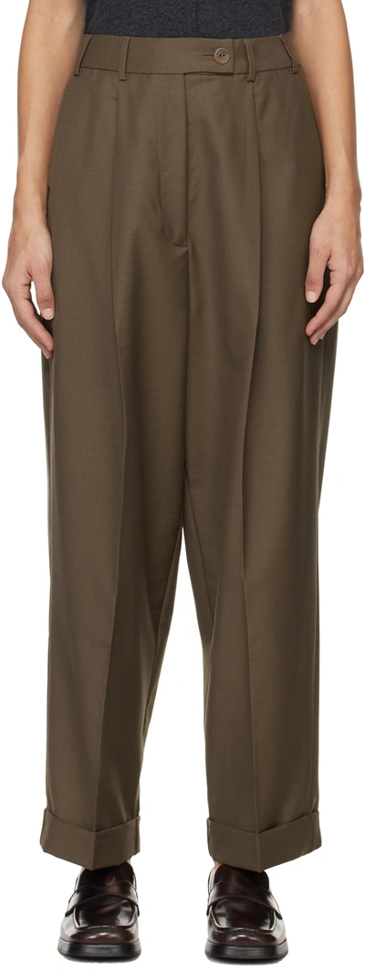 Cordera Brown Tailoring Carrot Trousers In Teak